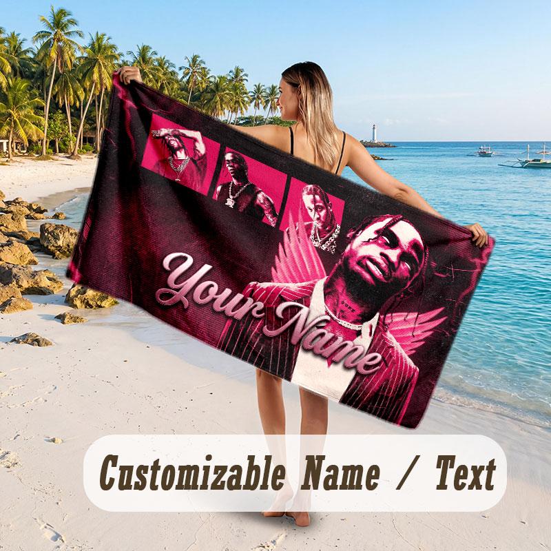 Custom Name Large Beach Towel,Travis Scott Quick Absorbent Towel For Outdoor Travel Poolside