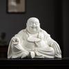 Handmade Ceramic Maitreya Buddha Figurine with Big Belly: Happy Laughing Buddha for Wealth and Home Décor
