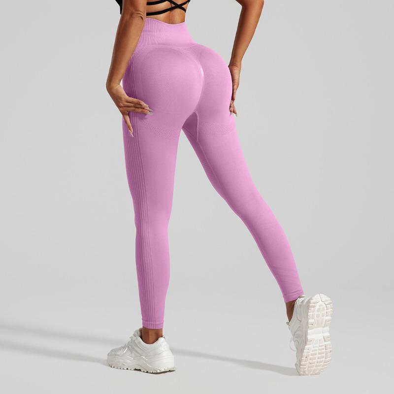 New yoga pants belly peach hip wear hip lift running fitness pants seamless striped tight sweatpants