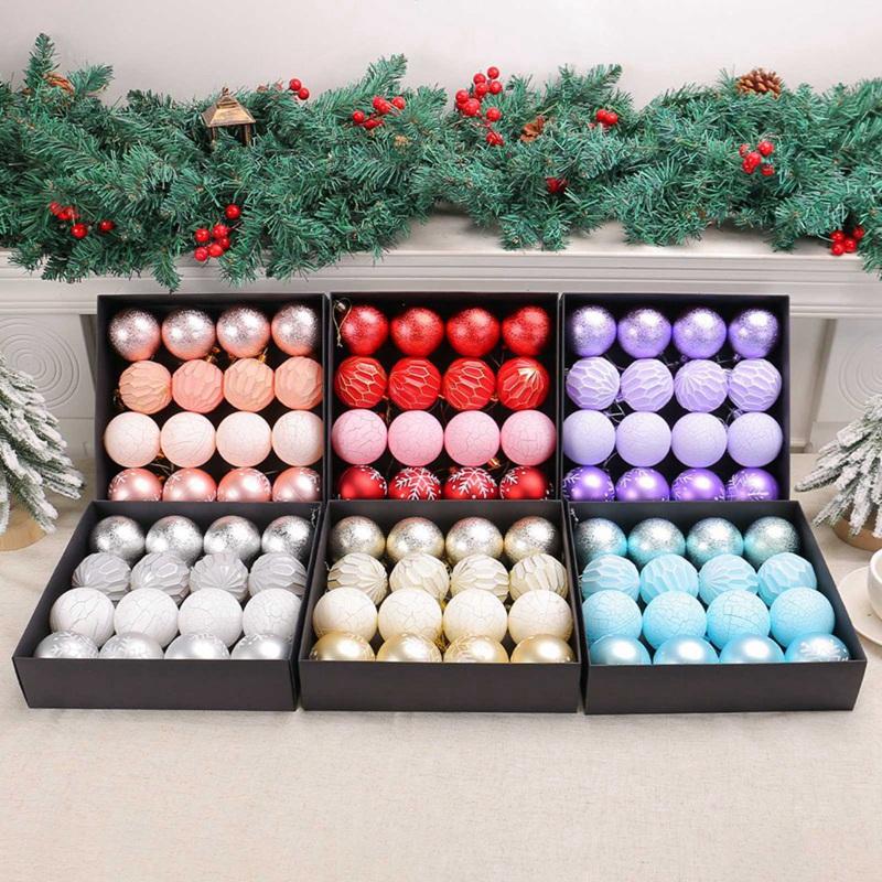 16PCS 6cm Christmas Ball Pendant Christmas Party Tree Decor Christmas Ball Pendant Gift Set New Year Xmas Hanging Ornament