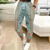 Summer Ladies Abstract Spiral Printed Sweatpants Loose Fit Drawstring Joggers Elastic Cuff Daily Casual Pants