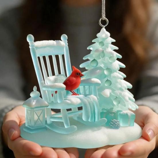 Yousheng Car Pendant Rocking Chair Tree Design Car Ornament Acrylic Hanging Accessory Indoor Outdoor Christmas Tree Door Window Decor
