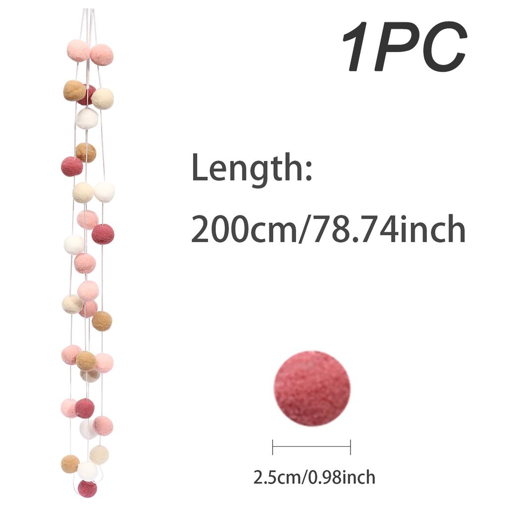 2M Felt Ball Garland Pompom String Ornaments For Boho Home Bedroom Decor Baby Shower Birthday Christmas Wall Decor