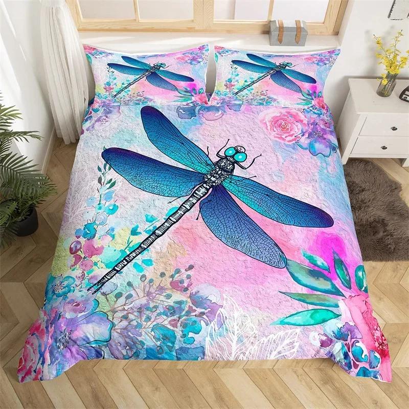 Comforter Dragonfly Single Twin King Girls Dandelion Bedding Set Butterflies Botanical Floral Comforter For Women Room