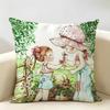 Art Sarah Kay Swing Girl Cushion Cover Durable Hypoallergenic Organic Linen Short Pillow Cover Washable
