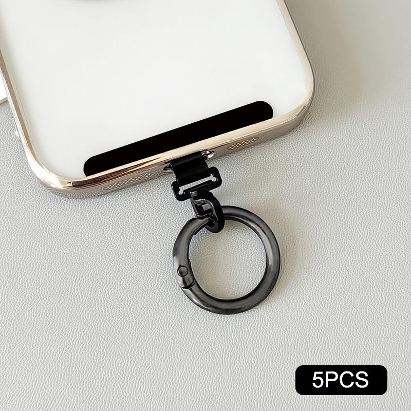 

Stainless Steel Phone Lanyard Clip Patch 360° Rotatable Anti-lost Phone Case Hanging Rope Snap Detachable Ultra-thin 5PCS чёрный