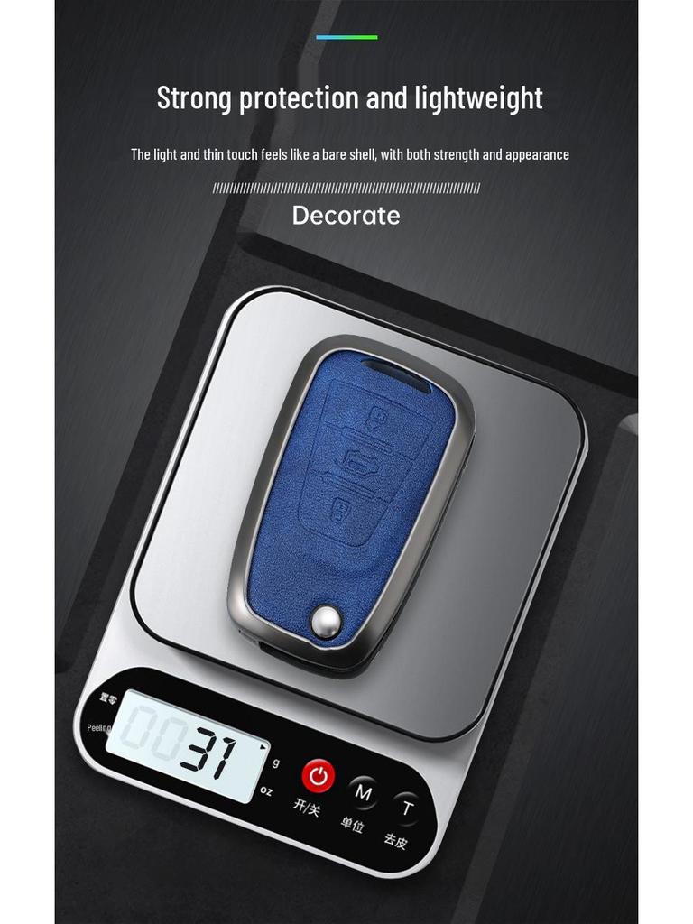 Fits 25 Models: SAIC Maxus V80 Key Cover, Metal Shell with Genuine Leather Buckle