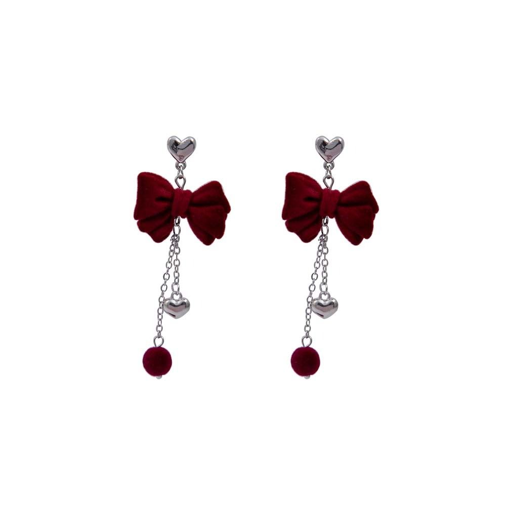 Love Heart Bow Drop Earrings Bowknot Bow Dangle Earrings Sweet Bowknot Ear Pendant  Party