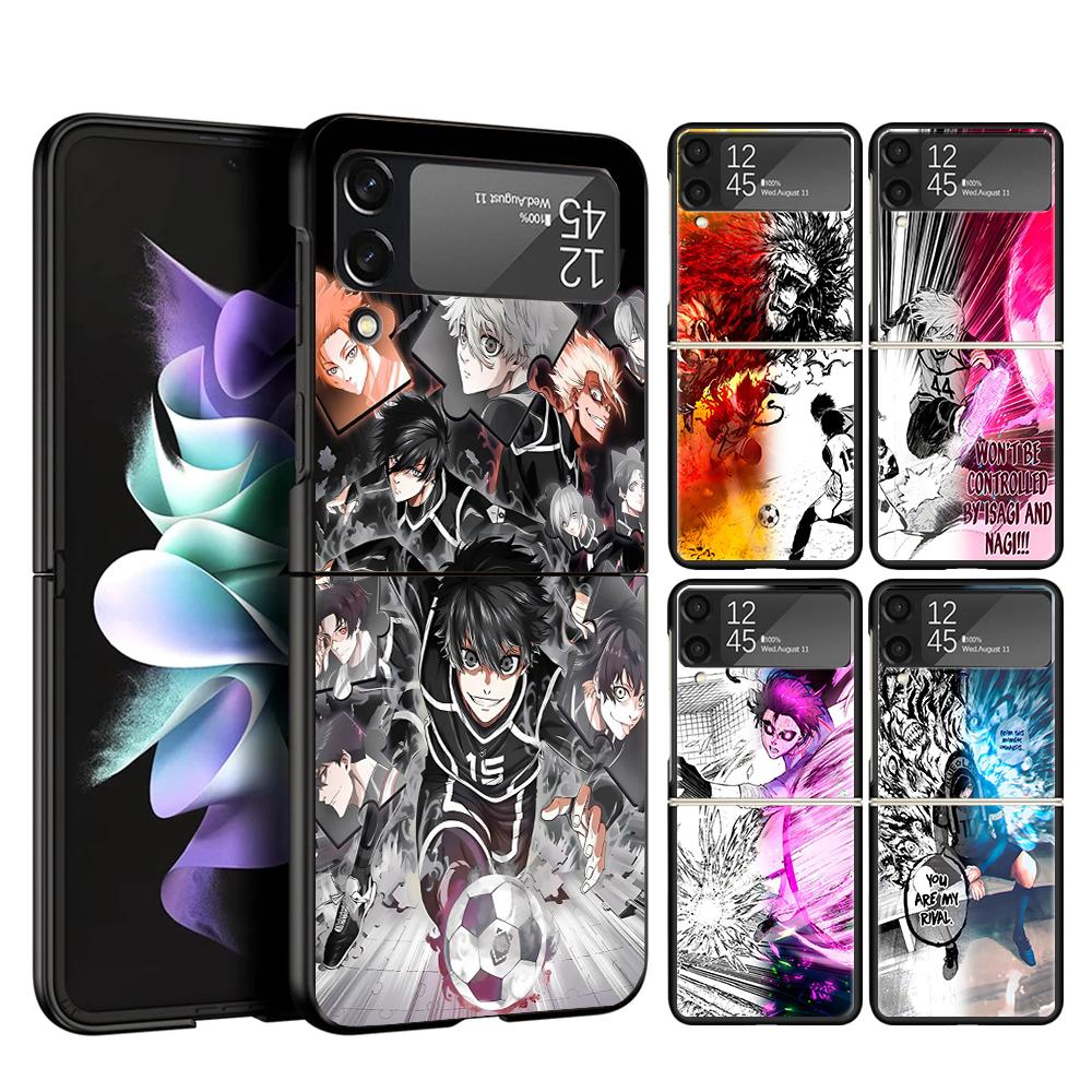 Blue Lock Football Anime Cover Phone Case For Samsung Galaxy Z Flip 7 6 5 4 3 5G Flip7 Flip6 Flip5 Flip4 Flip3 Black Fundas Shel