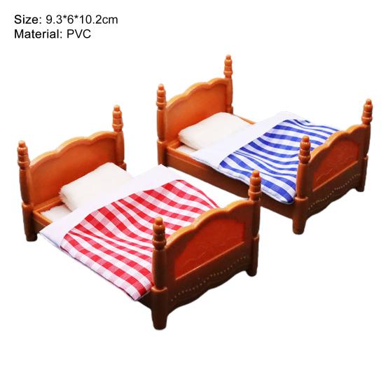 Dollhouse Bunk Bed Compact Lovely PVC Doll House Simulation Double Bed for Decoration