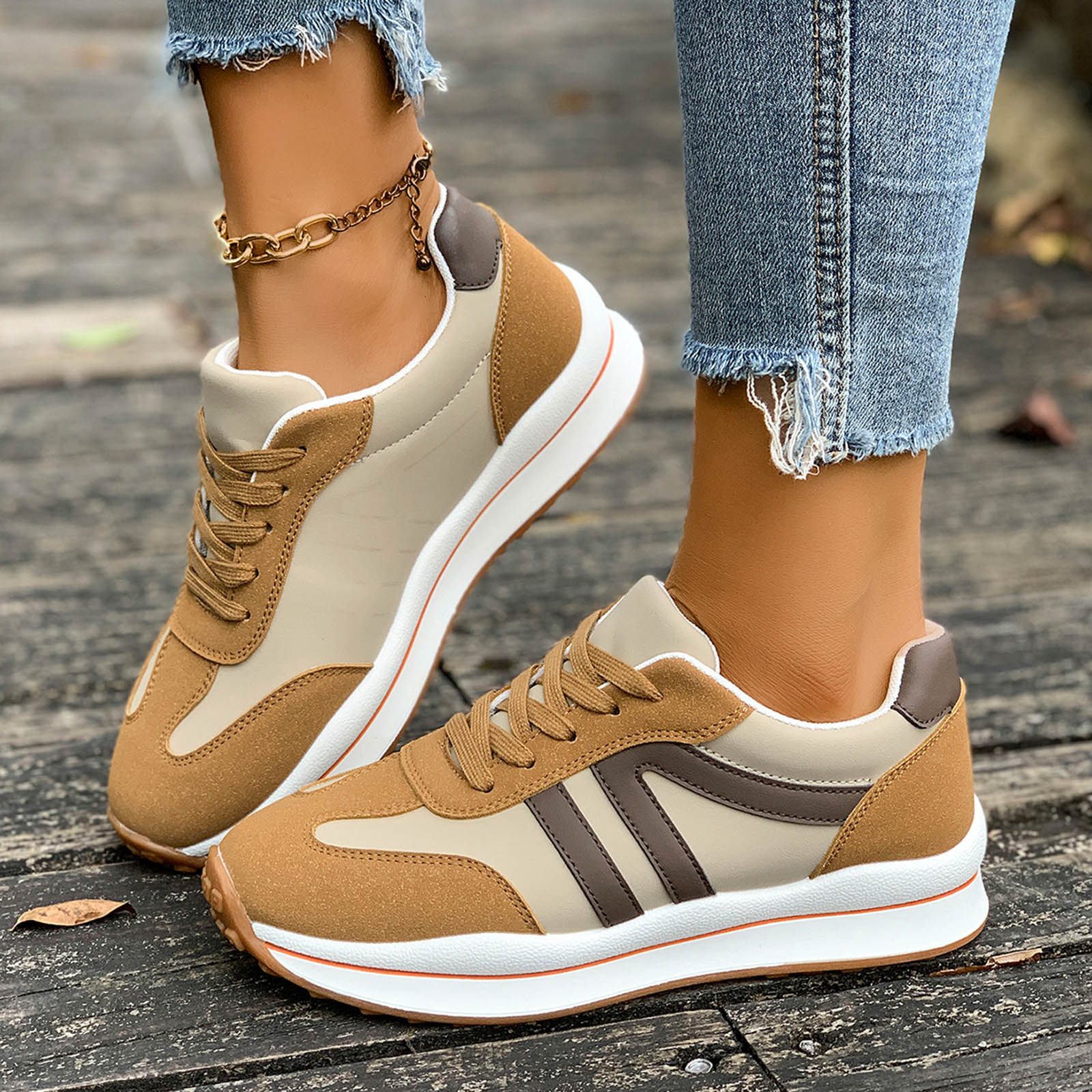 

Casual Womens Shoes For Winter Women S Platform Leather Low Cut Sneakers Stylish Lace Up Pointed Toe Flat Zapatos De Mujer 36 коричневий