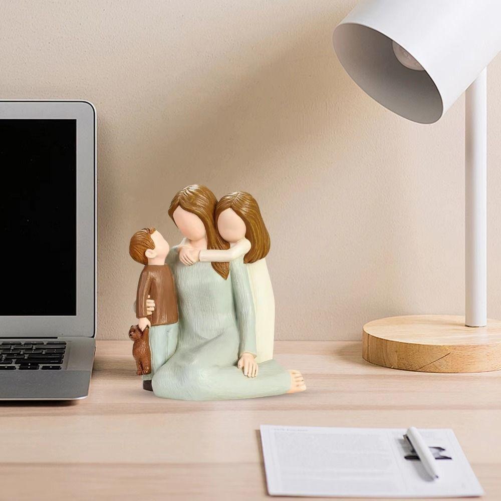 Nowoczesna Figurka Matki i Córki Przytulających się Ręcznie Malowana Żywica Ozdoba Rodzinna Salon
