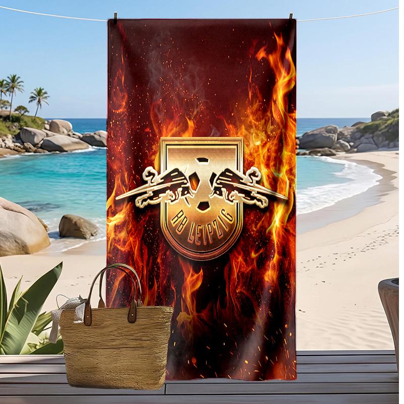 RB Leipzig Football Print Beach Towel, Large Soft Quick Dry Towel for Beach Camping Swimming