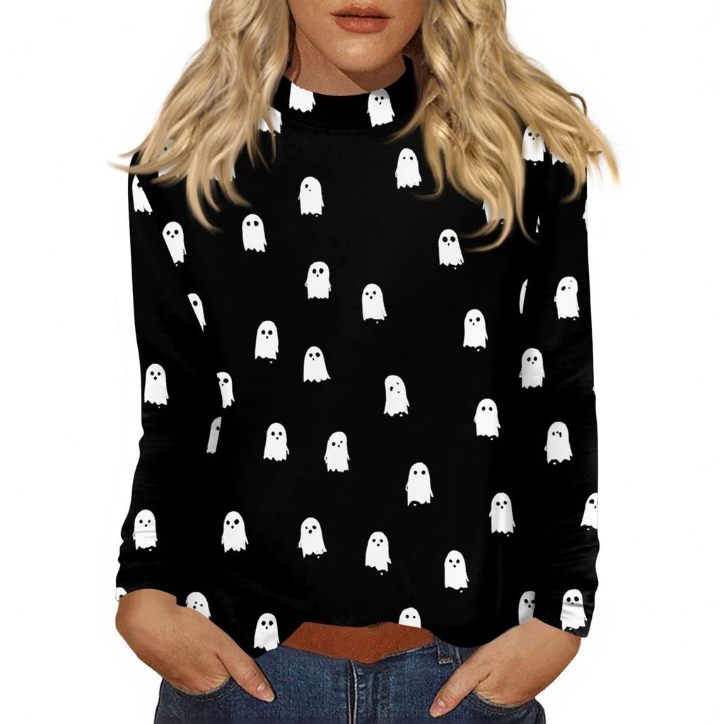 Women's Daily Casual Long Sleeve Mid Collar Top