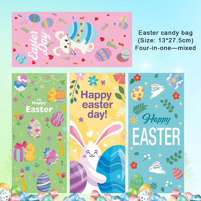 

50Pcs/Lot Happy Easter Cookie Candy Gift Bag Rabbit Egg Plastic Packaging Bag Easter Decoration Party Supplies