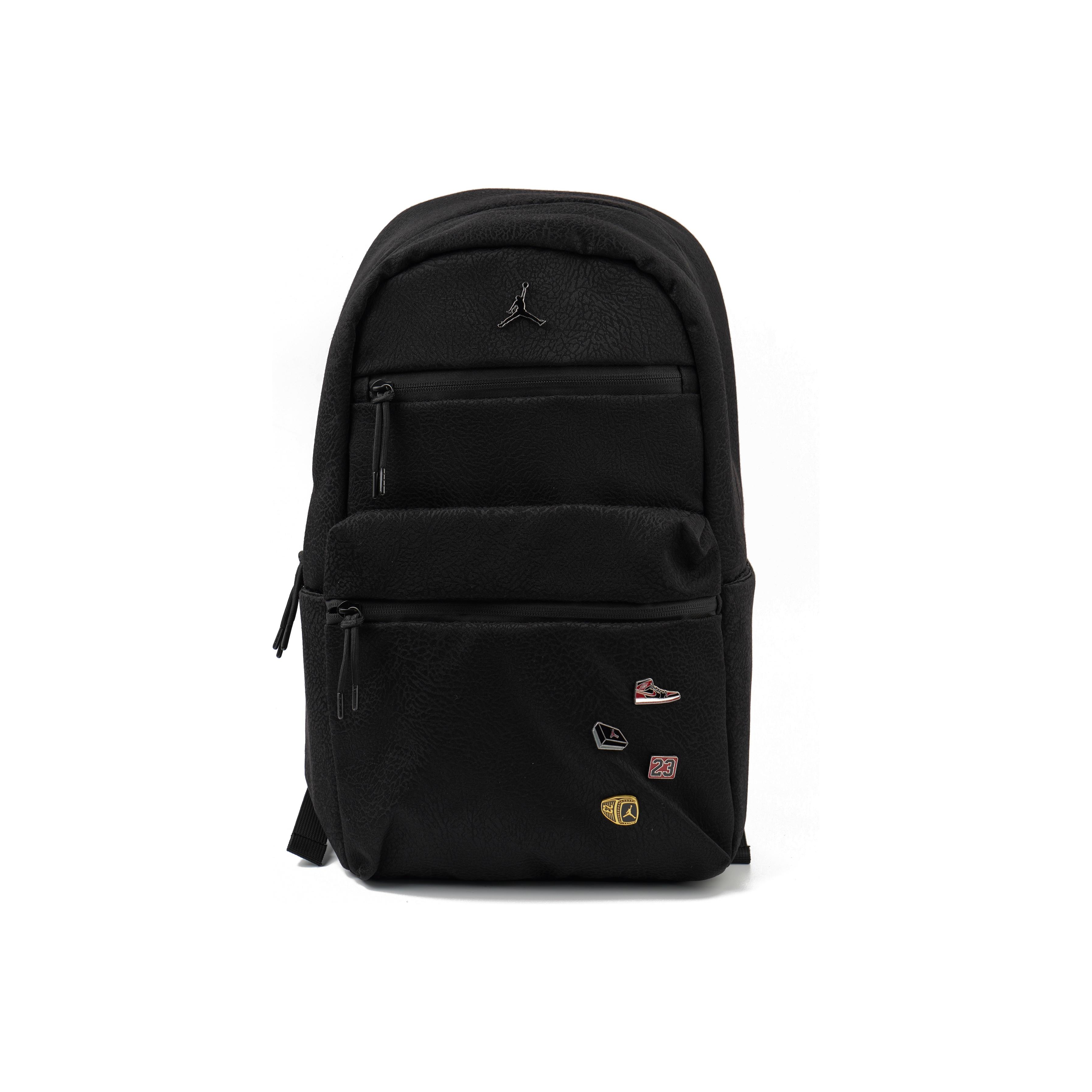 Jordan Crackle Metallic Jumpman Logo Badge Polyester Basketball Backpack Unisex Backpack Black 9A0090-023 Black
