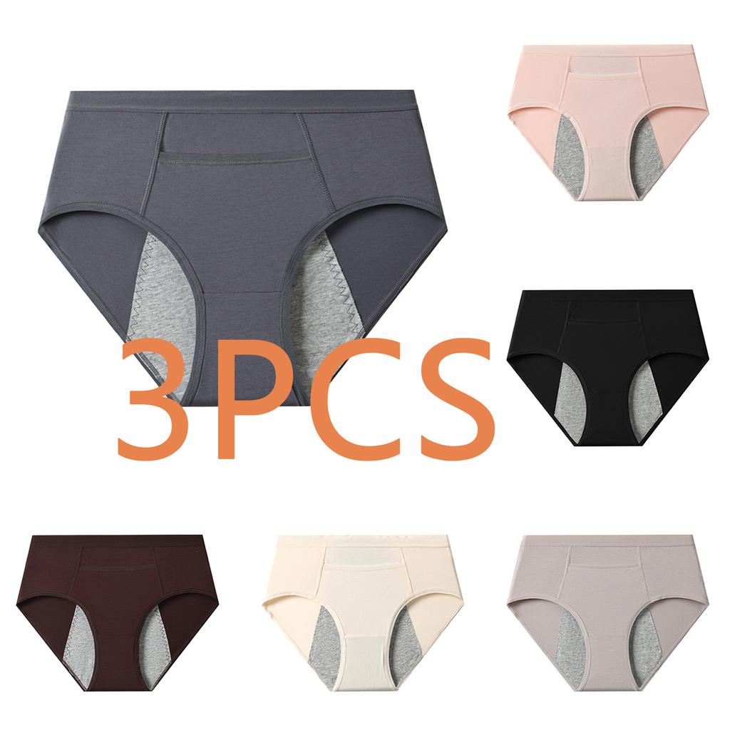 Women's High Waist Leak Proof Period Underwear Menstrual Panties Large Coverage Breathable Soft Fabric Three Pack