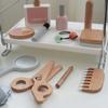 Kids Makeup Set Hairdressing Simulation Wooden Beauty Fashion Combs Hair Dryer Pretend Play Barber Makeup Kit Girl Toy