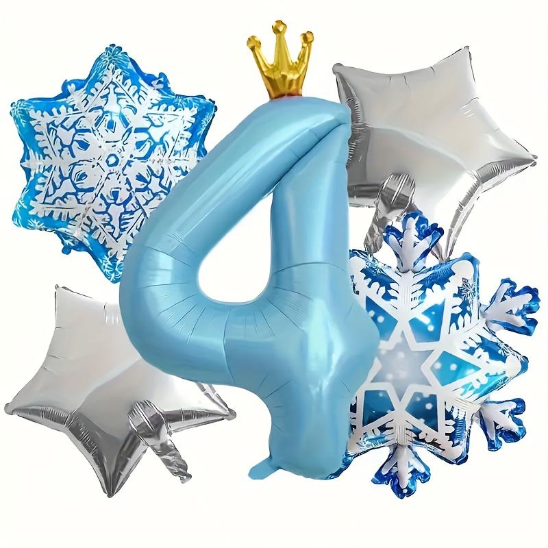 

5/6Pcs SnowFlake Foil Balloons with 40inch Blue Crown Number Balloon for Princess Theme Birthday Party Decorats Baby Shower 40inch