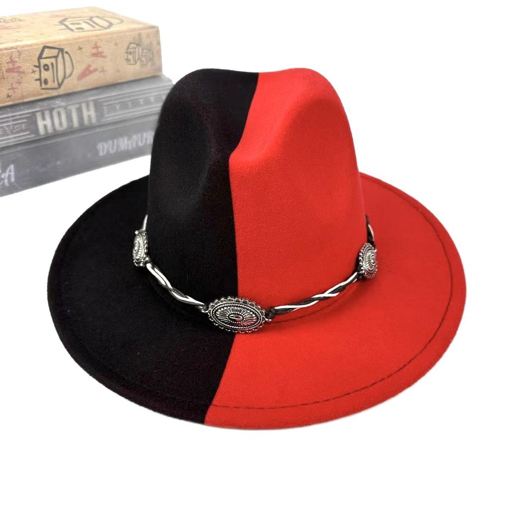 European and American Retro Trend Metal Performance Top Hat Fashion Autumn and Winter Jazz Hat Versatile Western Cowboy Hat