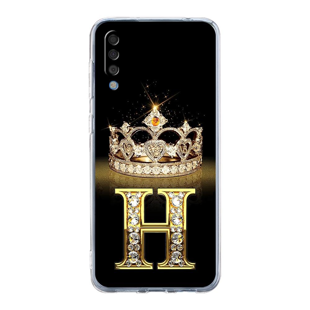 Diamond Crown Letter 26 Case For Samsung A54 A52 A50 A70 A40 A20S A20E A02S A12 A14 A16 A22 A24 A42 A34 A32 5G A04s A06 Cover