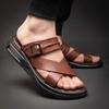 Genuine Leather Summer Shoes Men Sandals Flat Non-slip Soft Leather Mens Beach Sandals Holiday Shoes Black Brown A4613