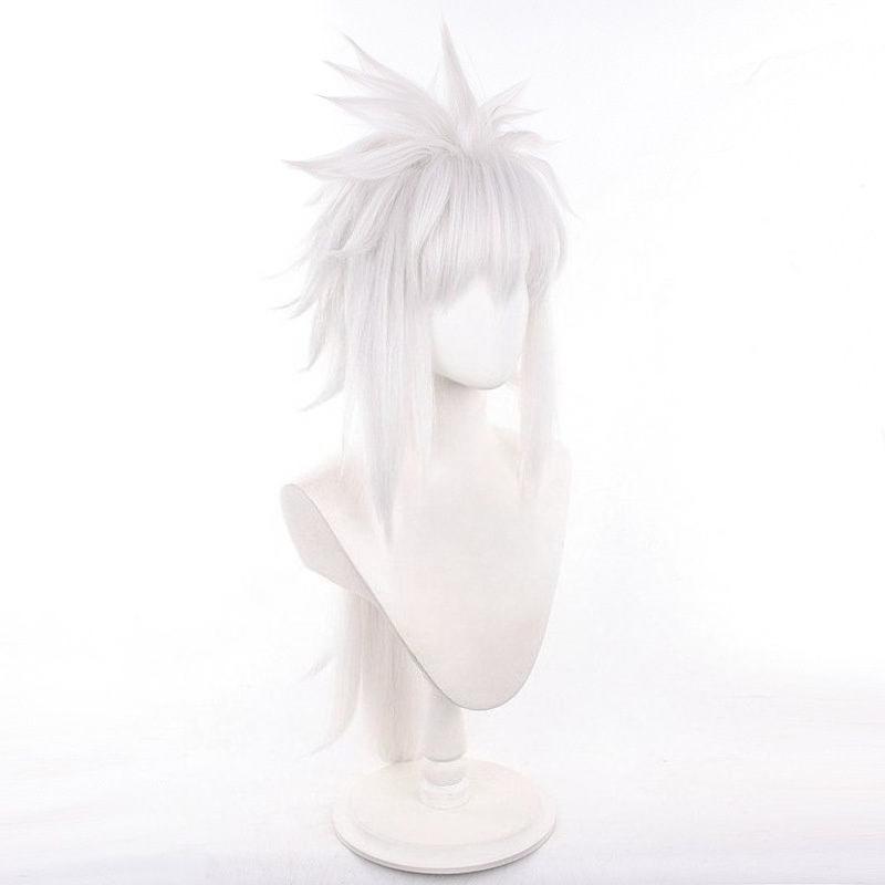 Jiraiya Cosplay Wig Men 80cm Long Silver White Wig Cosplay Anime Wigs Heat Resistant Synthetic Wigs for Daily Party Costume
