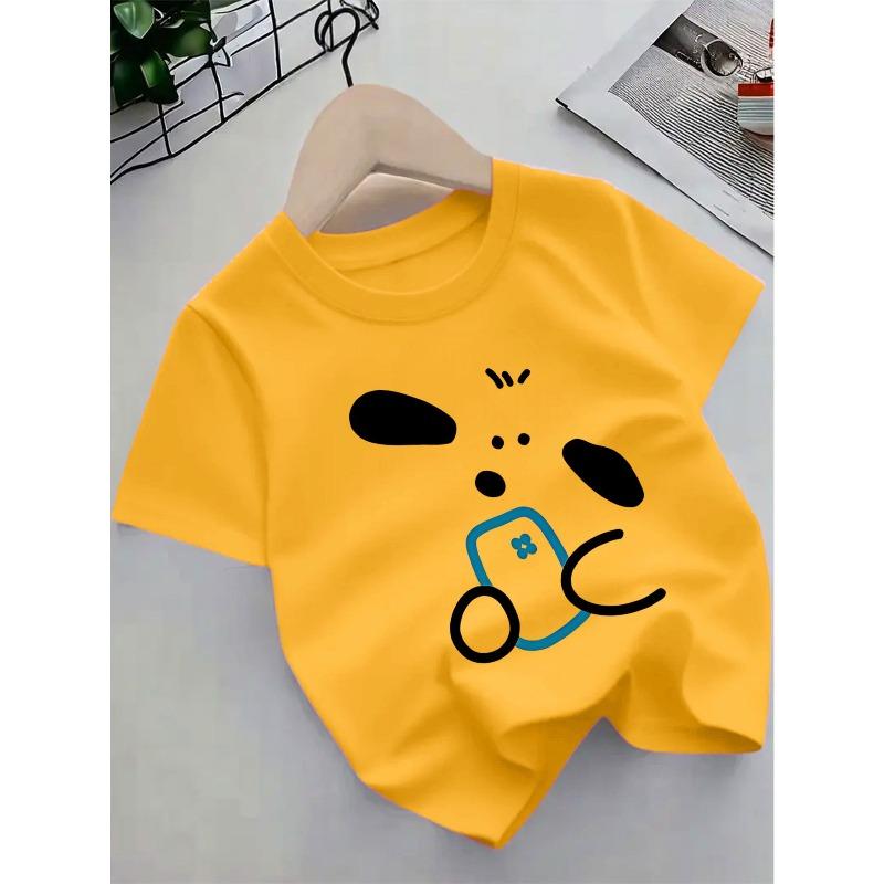 European sizes Cute Summer Short-Sleeve T-Shirt for Kids Featuring a Cartoon Dog Design, Trendy And Fashionable
