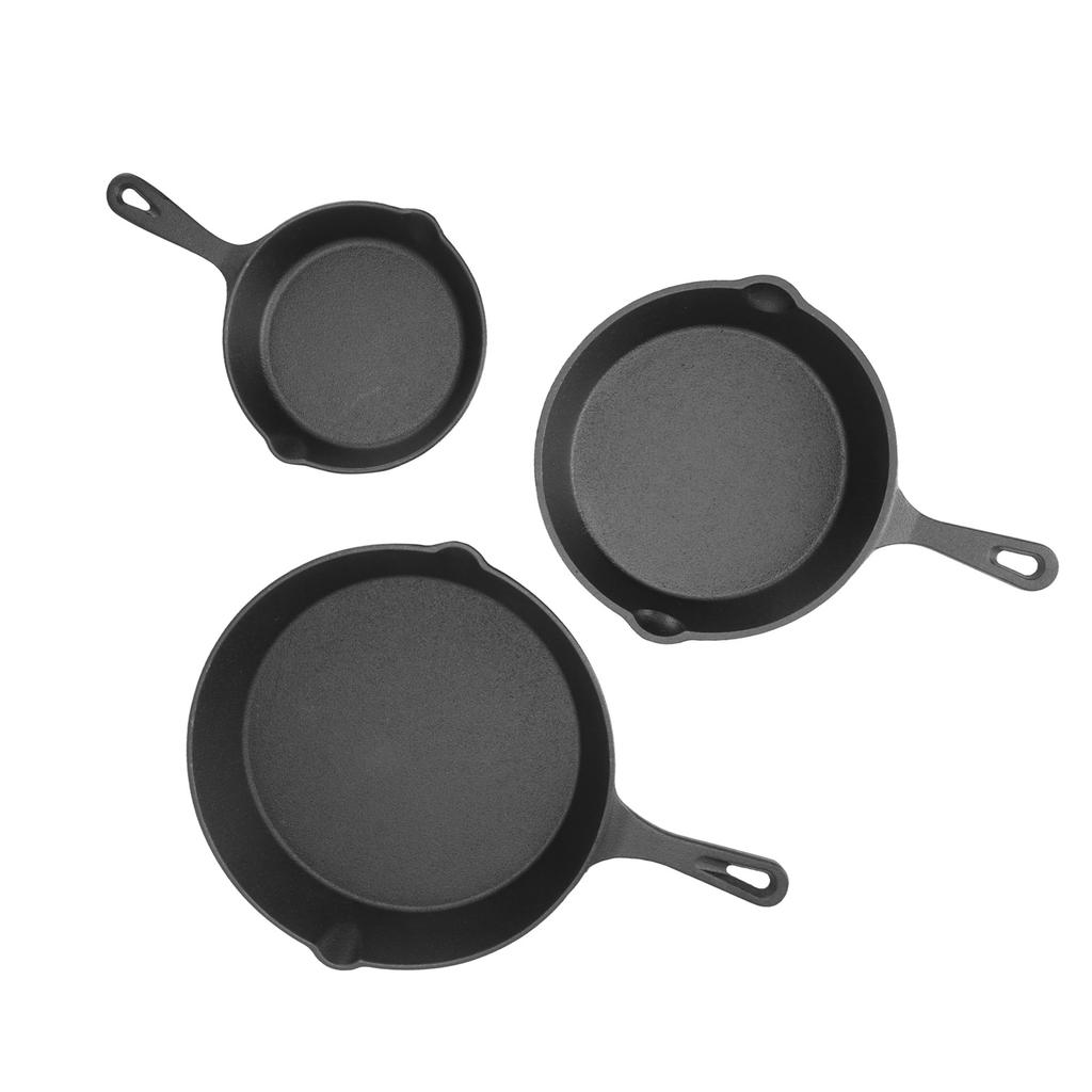 3 Piece Frying Pan Set Cast Iron Prevent Stick Multifunction Mini Fry Egg Pan with Long Handle for