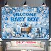 1 Piece of 2D Flat Banner, a Blue "Welcome Baby" Background Banner, for Baby Gift-giving Events and Newborn Photo Shoots