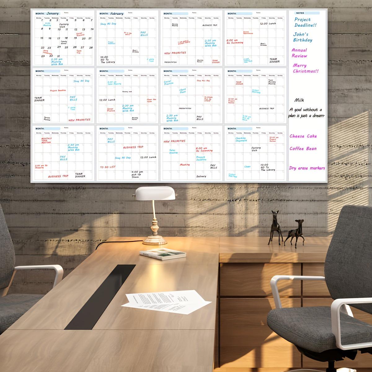 Double-Sided Laminated Wall Planner with Wipeable Pens & Magnets