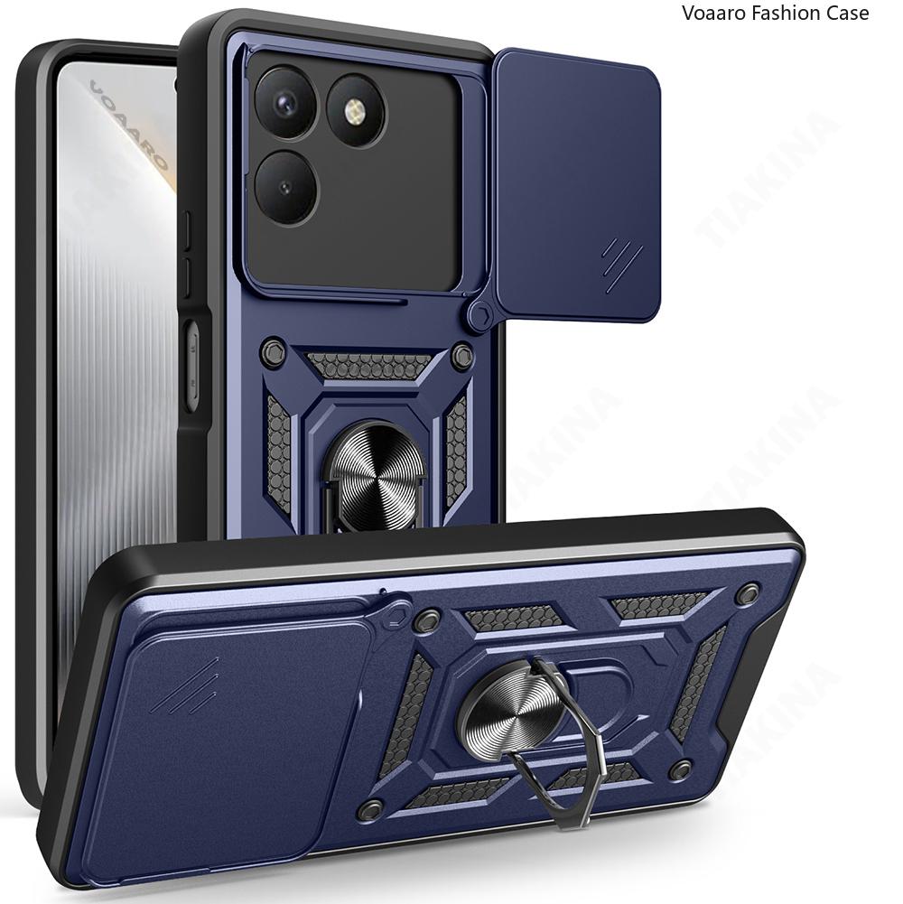 Slide Lens Armor Funda for Tecno Pova 7 4G Case for Tecno Pova7 4G Case Magnetic Ring Stand Holder Cover Shockproof Capa
