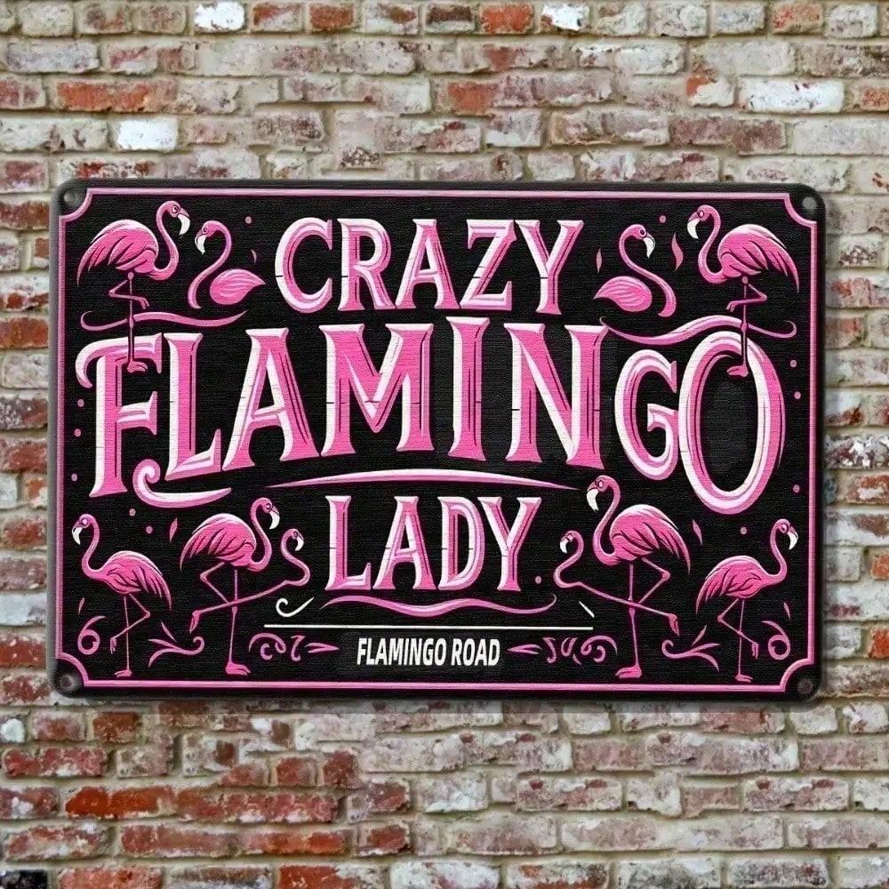 Vintage Retro Pink Flamingo Metal Wall Art 8x12 Inch Fading Resistant Tin Sign for Home Bar Kitchen Cafe