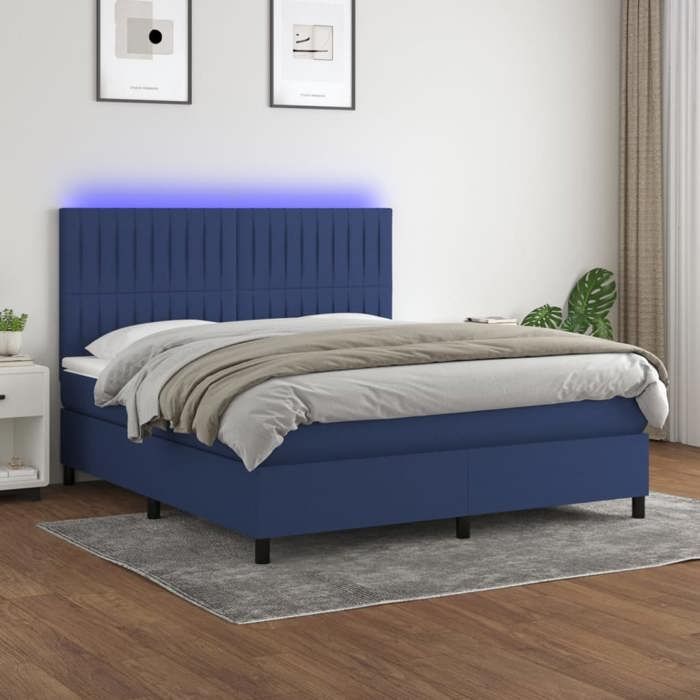 VidaXL Sommier à Lattes de Lit avec Matelas et LED, Lit Rembourré, Lit Double, Lit Adulte de Chambre à Coucher Intérieur, 3135051