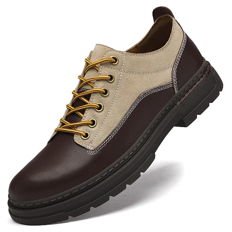 2025 Autumn/Winter Plus Size Men s Black Cowhide Lace-up Casual Outdoor Shoes 44