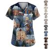 Women's Fashion V-Neck Short Sleeve Overalls With Pockets  Print Tops  Clothes