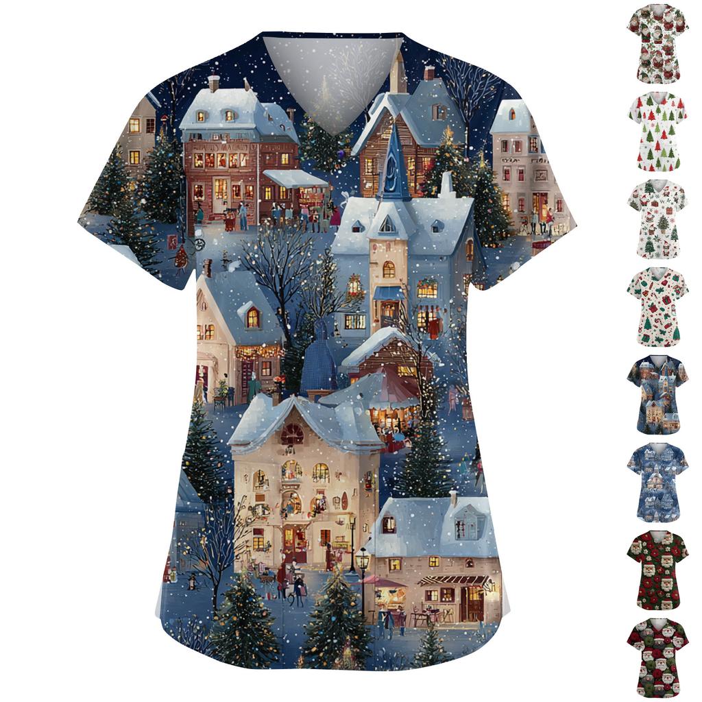 Mote V-hals Kortermet Jumpsuit for kvinner med Lommer Trykte Topper Klær