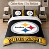 Custom Bedding Set Pittsburgh Steelers Pattern, Print Name Text 1 Duvet Cover Plus 2 Pillowcases Home Textile