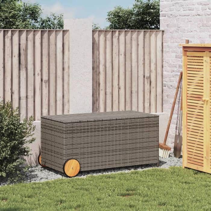 VidaXL Garden Storage Box and Wheels, Tool Chest, Storage Furniture, Patio Terrace Organizer, Grey 365326