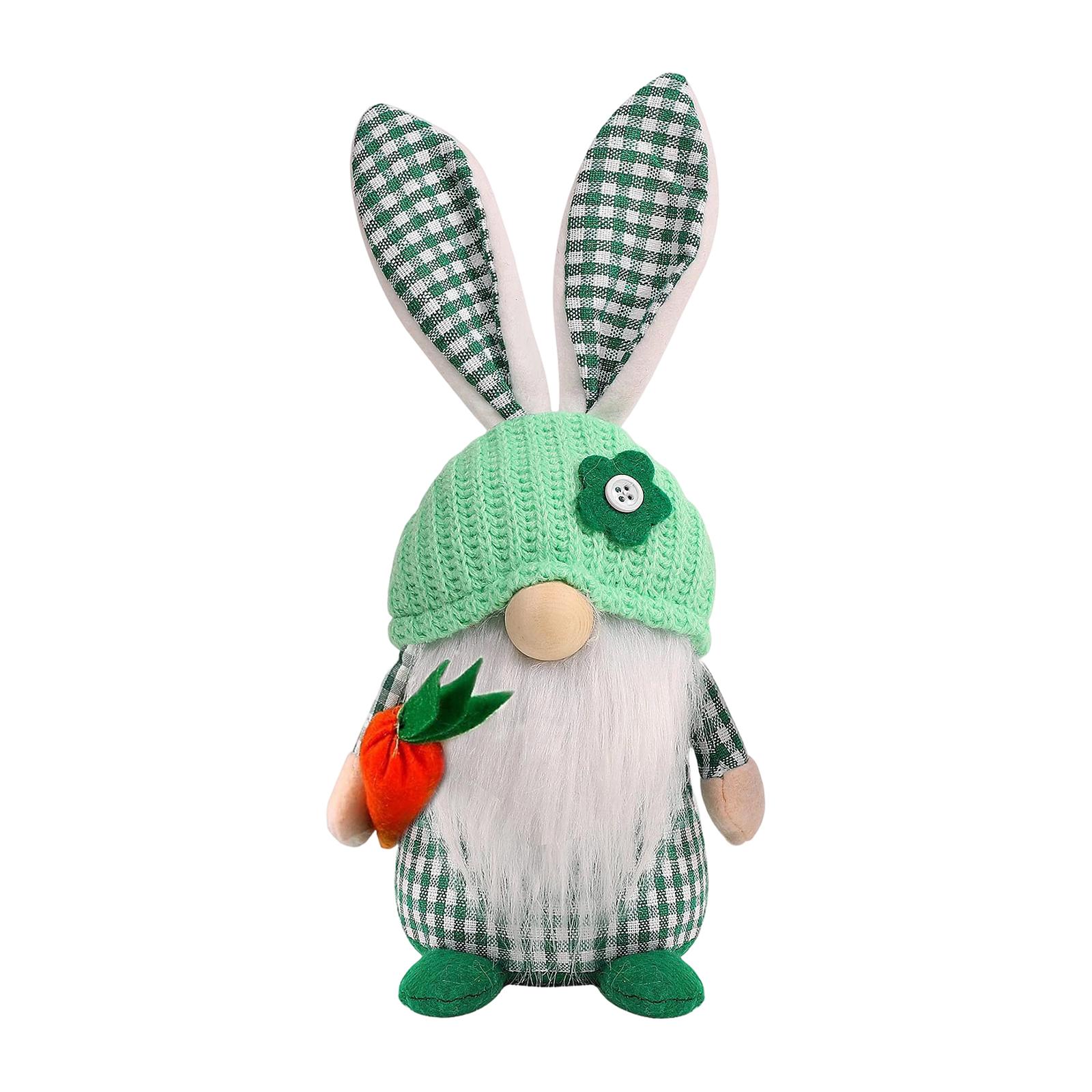 

Easter Faceless Doll Checkered Ear Desktop Ornament Holiday Decor One Size зелений