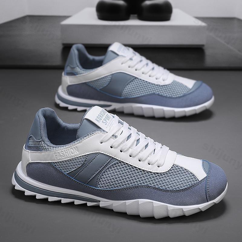 

Fashion 2025 Summer Men Single Mesh Hollow Breathable Casual Shoes Running Sports Low Top Shoes Comfortable Lightweight Fashion sneakers 44 синий