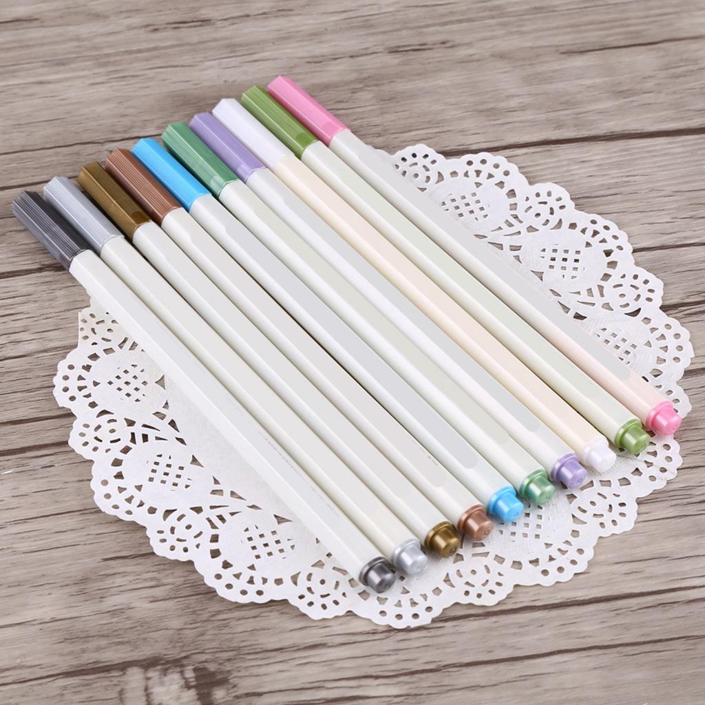 New 10Pcs Album Photo Metallic Color Marker Pens Colorful Ink DIY Scrapbook Card Making