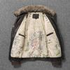 Genuine Leather Jacket Men Brown Vintage Distressed Thickened Warm Large Size Detachable Fur Collar