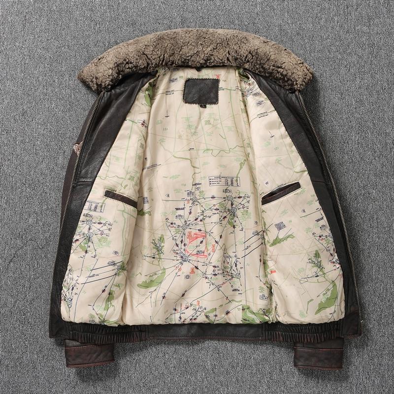 Genuine Leather Jacket Men Brown Vintage Distressed Thickened Warm Large Size Detachable Fur Collar