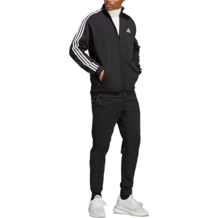adidas Tuta Sportiva Tre Strisce Collo con Zip Uomo Abbigliamento Sportivo Nero IC6766