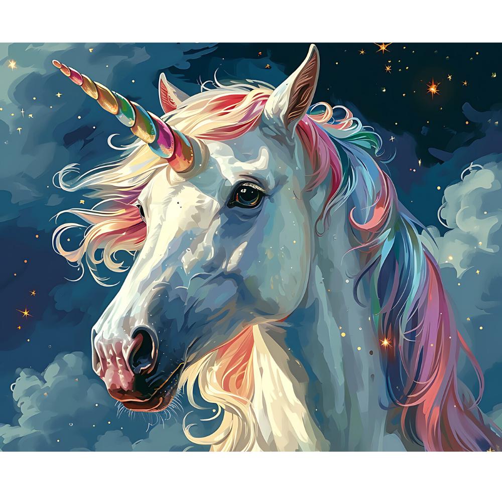 Malowanie Po Numerach Z Ramą Obrazy Do Malowania Biały Jednorożec 50X40 Cm