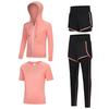 Kids' Quick-Dry Long Sleeve Hooded Yoga Set for Girls - Medium & Large Sizes, Autumn/Winter