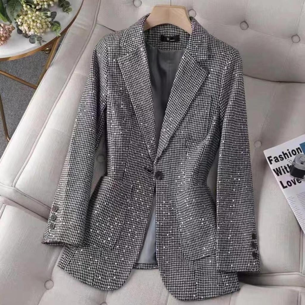 Bird Plaid Blazer Jackets Suit Autumn Fashion Jacket for Women Korean Slim Fit Blazers Suits