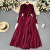 Abiti da Donna Francesi Delicati Eleganti in Pizzo con Cuciture in Rete Estate Autunno Manica Lunga Abiti da Ballo Sera Compleanno