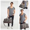 Simple Men Canvas Travel Bag PU Leather Outdoor Sports Gym Fitness Bag Large Capacity Multiple Pockets Handbag Weekend Carry On Duffel Bag